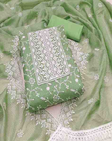 Women Embroidered Unstitched Dress Material Price in India