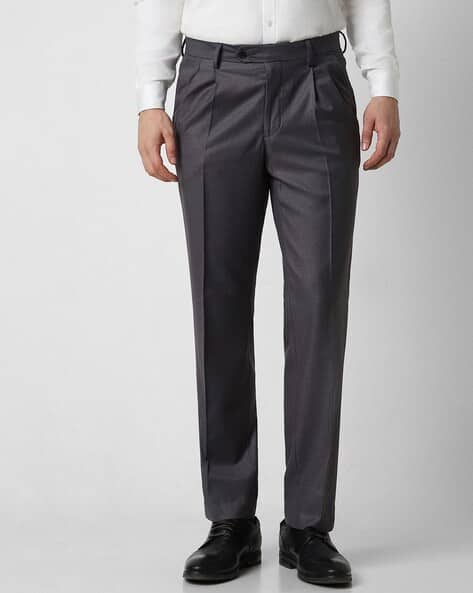 Men Regular Fit Pleated Trousers