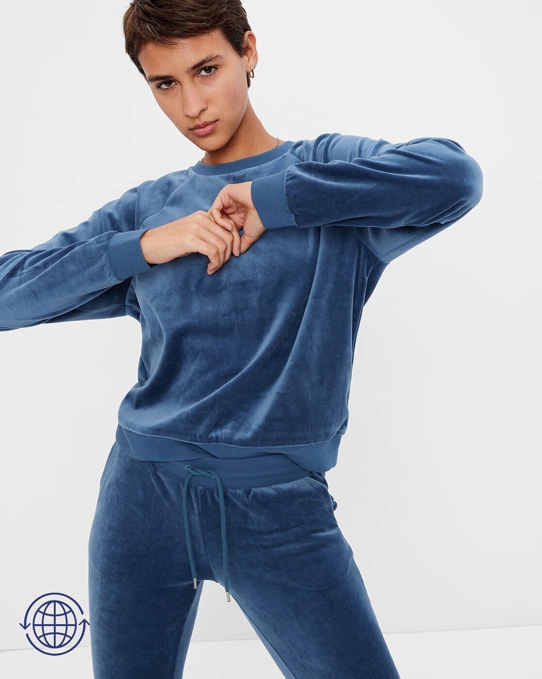 Crew-Neck Velour Sweatshirt