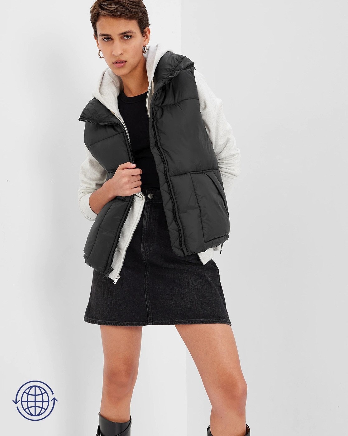 Zip-Front Hooded Puffer Jacket