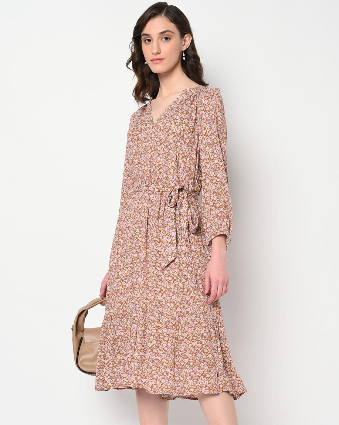 Floral Print V-neck Fit & Flare Dress