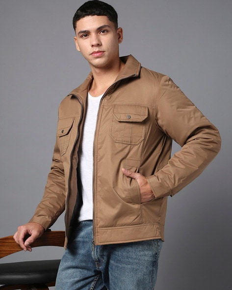 Men Regular Fit Zip-Front Jacket