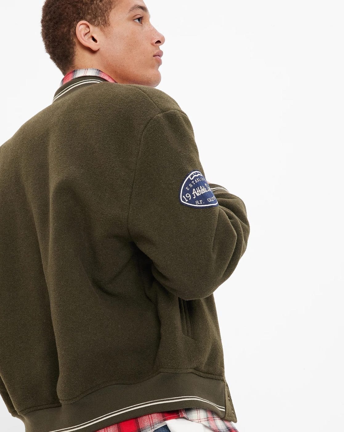 Ajio Gap Green Bomber Jacket Varsity Jacket With Welt Pockets