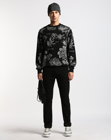 All-Over Floral Crew-Neck Pullover