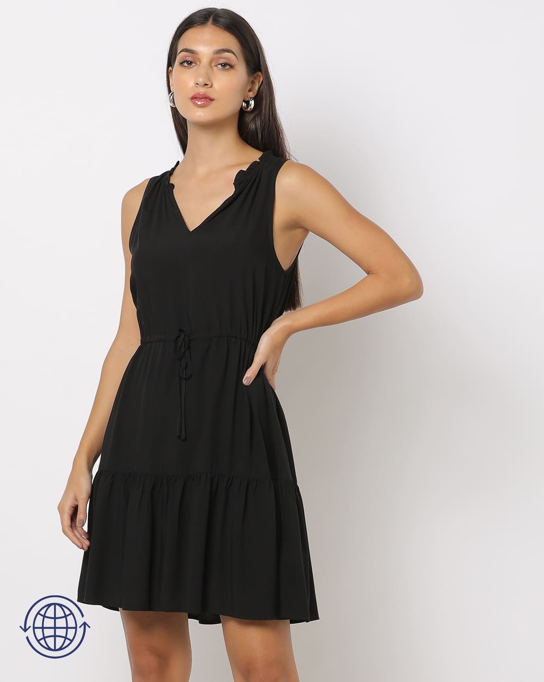 V-Neck Fit & Flare Dress