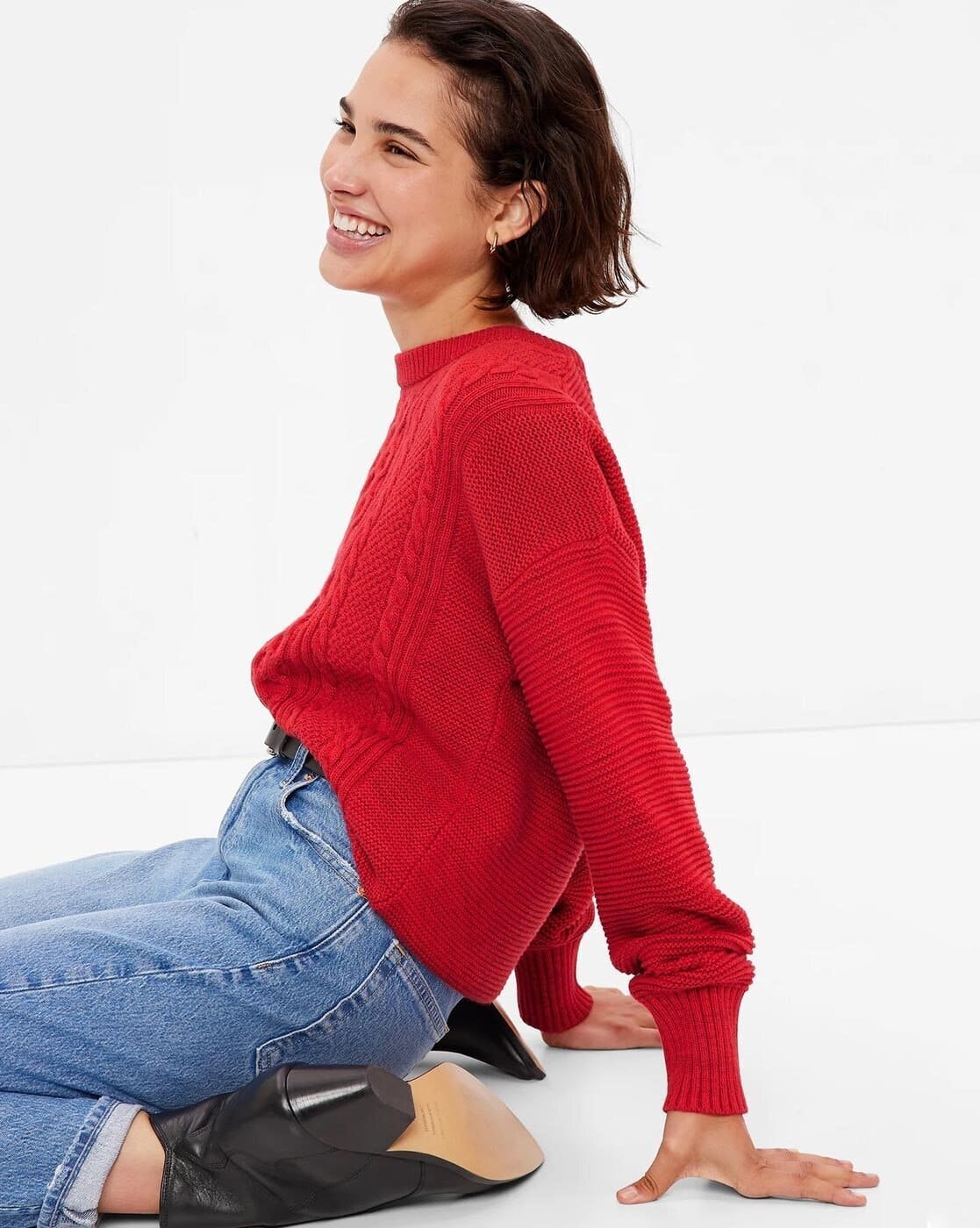 Cable-Knit Round-Neck Pullover