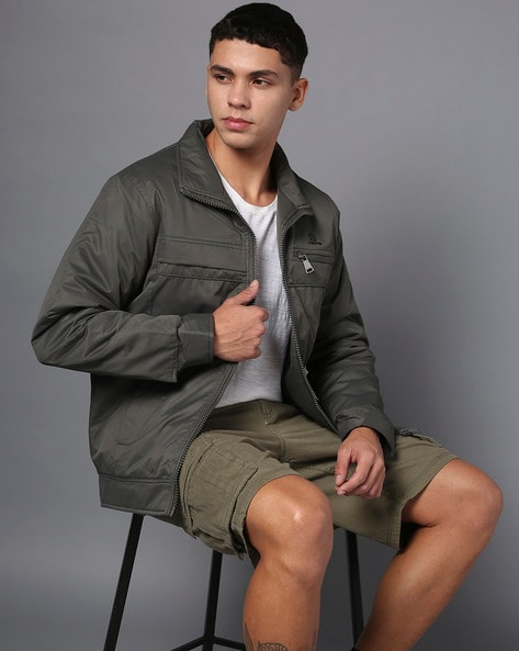 Men Zip-Front Regular Fit Jacket