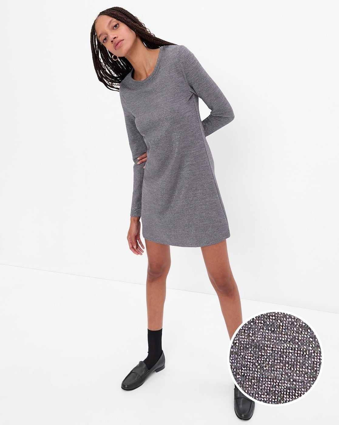 Shimmer Round-Neck Sheath Dress
