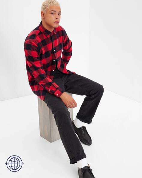 Checked Slim Fit Organic Cotton Flannel Shirt