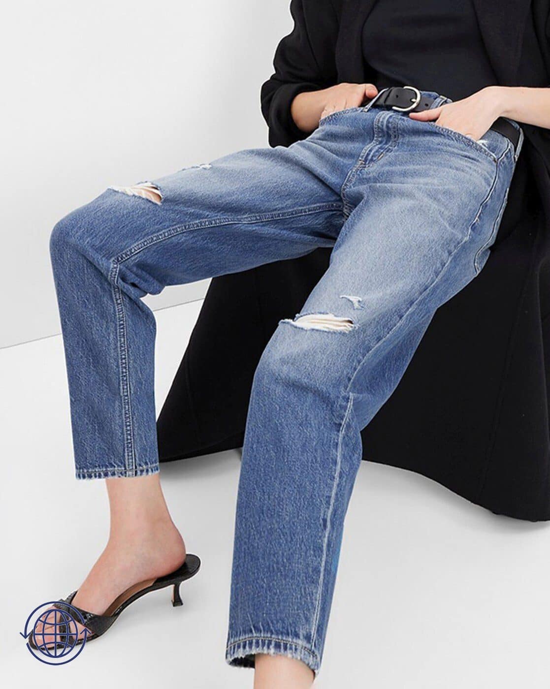 Women Distressed High-Rise Barrel Fit Jeans