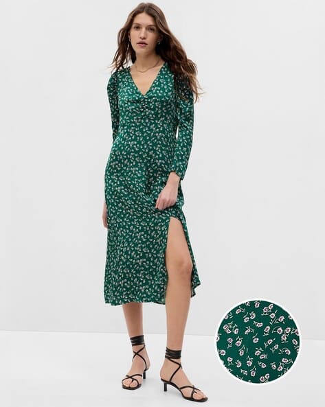 green emerald velvet dress Green Floral Satin Halter Maxi Dress  Gabi Swimwear