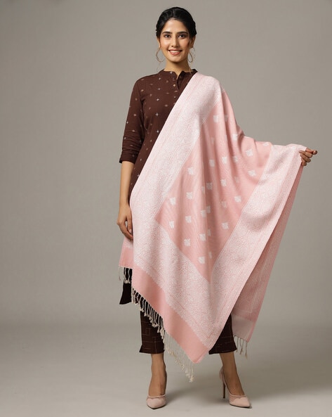 Women Woven Stole with Tassels Price in India