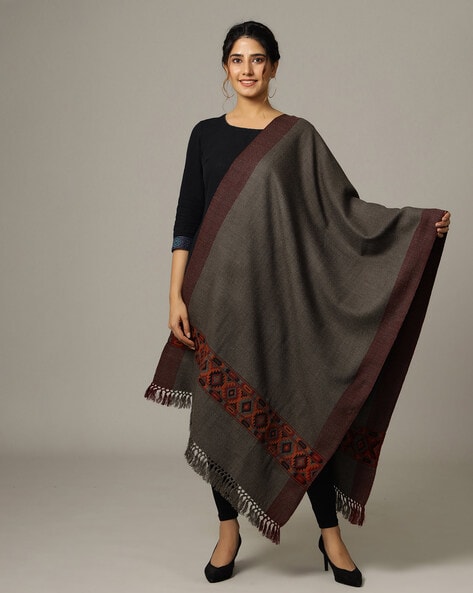 Women Woven Stole with Tassels Price in India