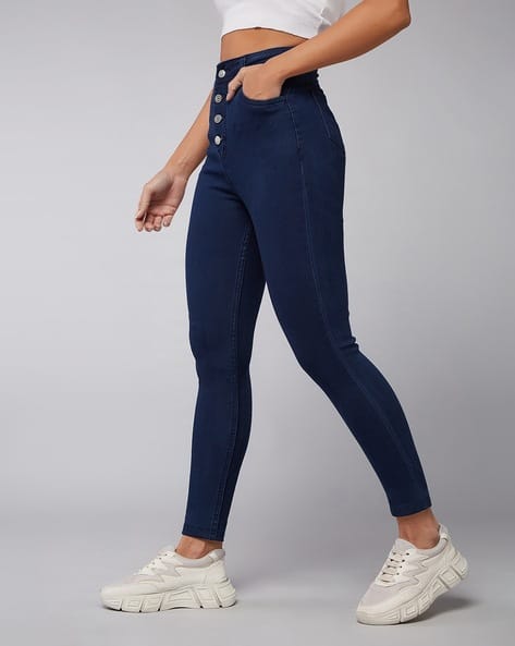 Women High-Rise Skinny Jeans with 5-Pocket Styling