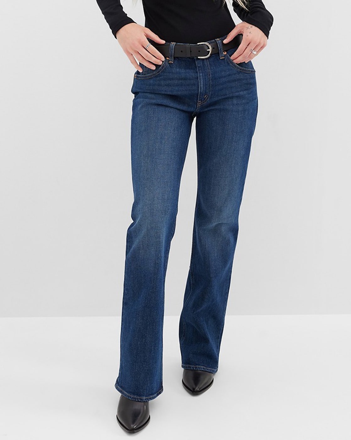 Lightly Washed Straight Fit Jeans