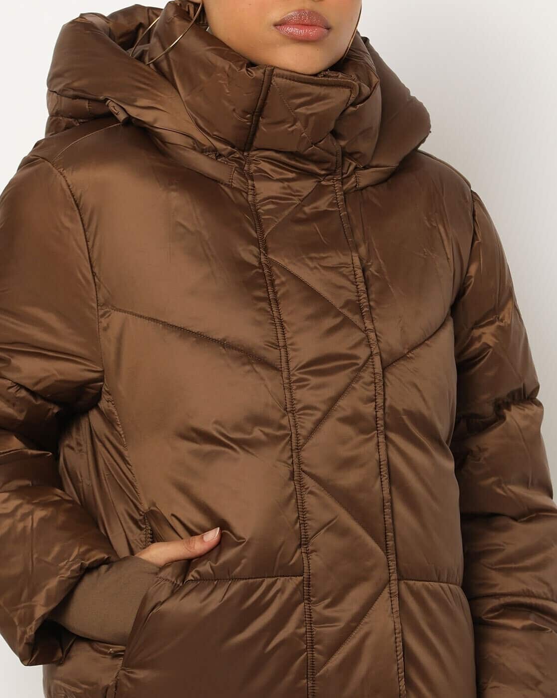 Zip-Front Quilted Hooded Jacket