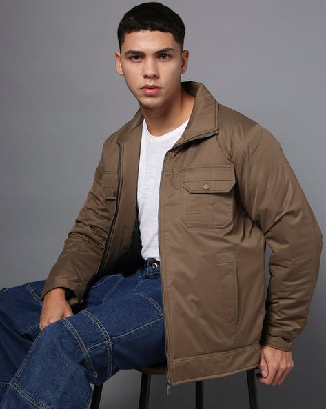 Men Regular Fit Zip-Front Jacket