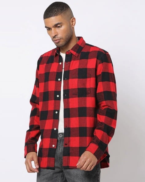 Checked Slim Fit Organic Cotton Flannel Shirt