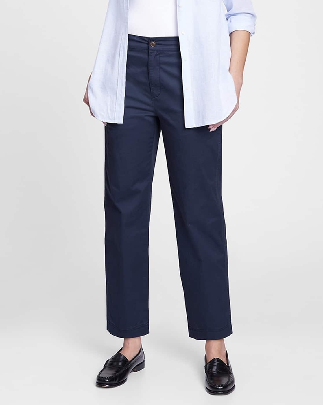 High-Rise Girlfriend Fit Flat-Front Trousers