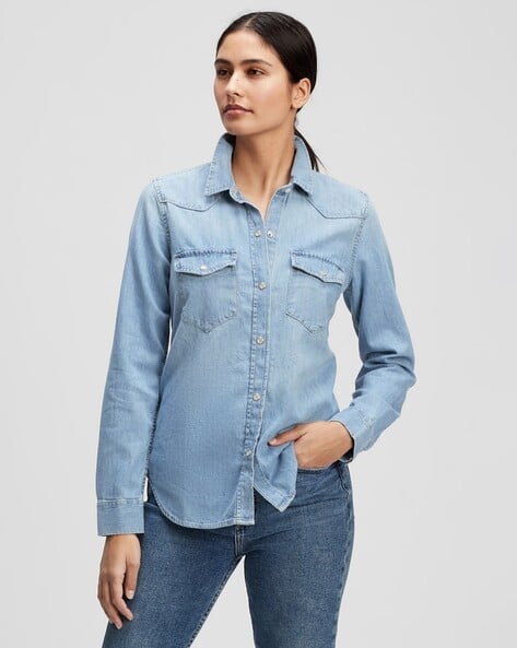 Buy Light Indigo Shirts for Women by GAP Online