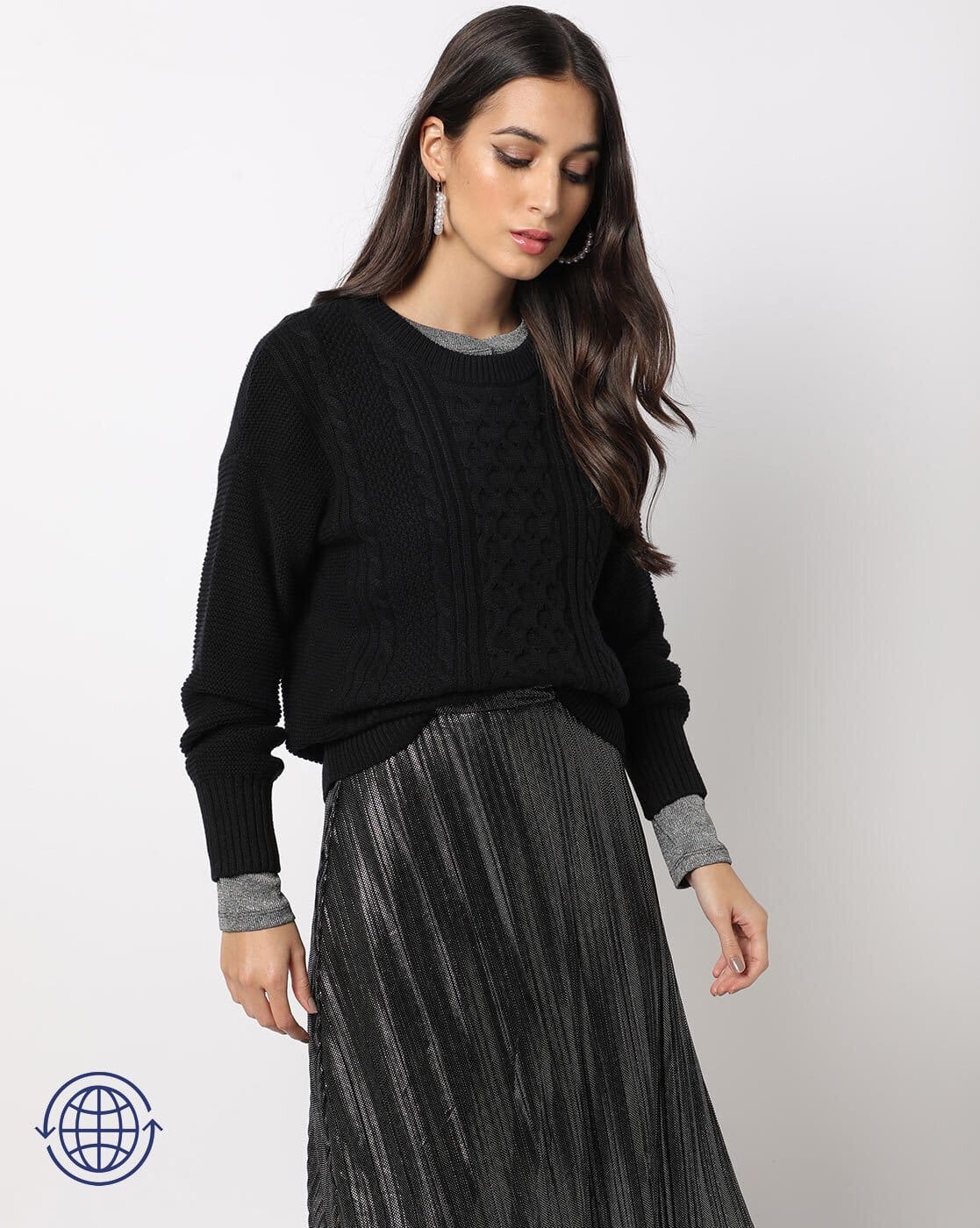 Cable-Knit Crew-Neck Pullover