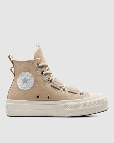 Beige converse high tops on sale