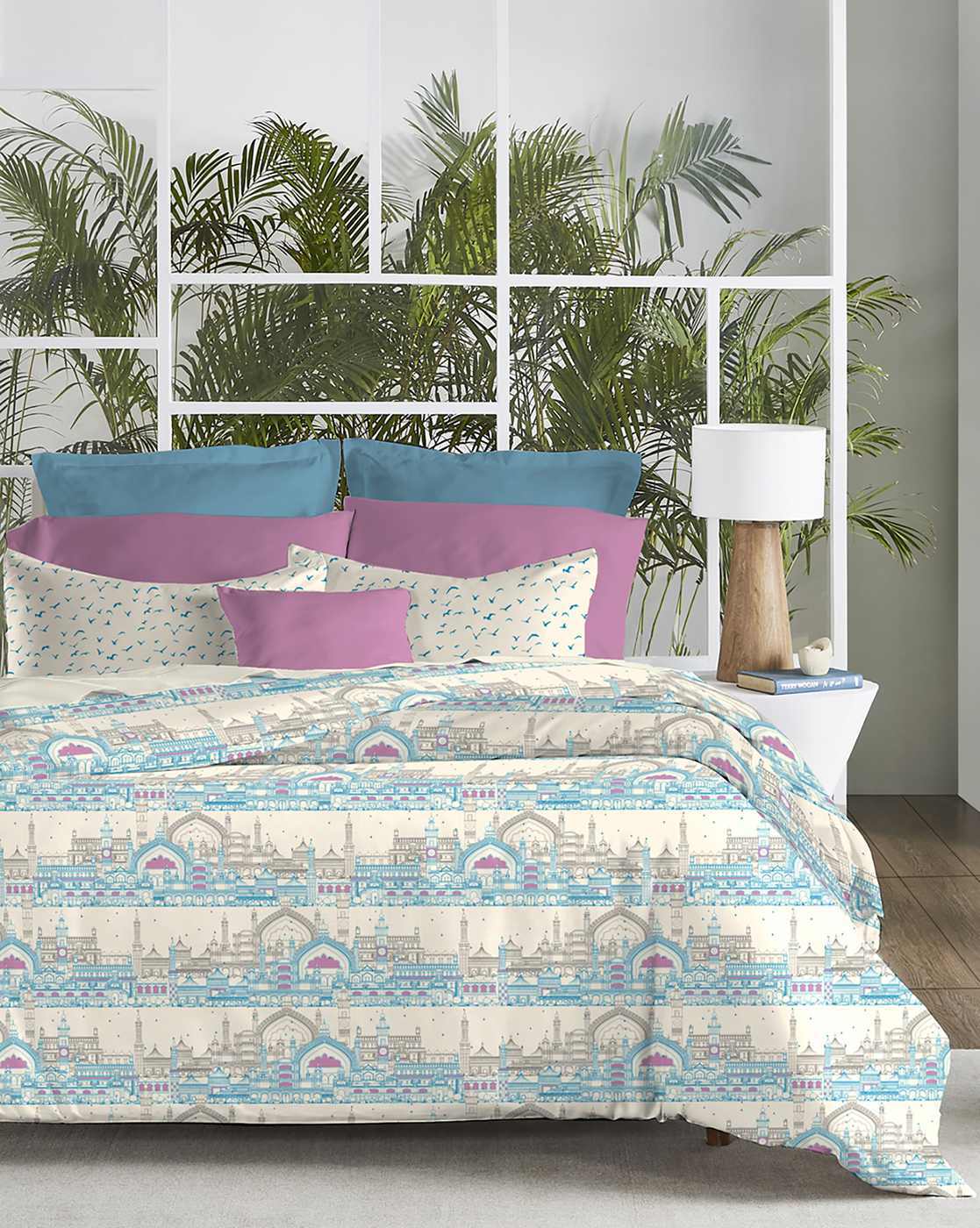 144 TC Printed King Sized Bedsheet with Pillow Covers