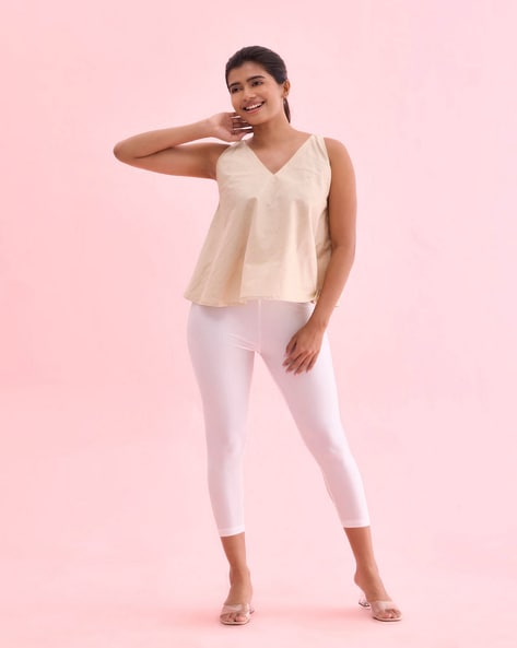 Buy White Leggings for Women by GO COLORS Online Ajio