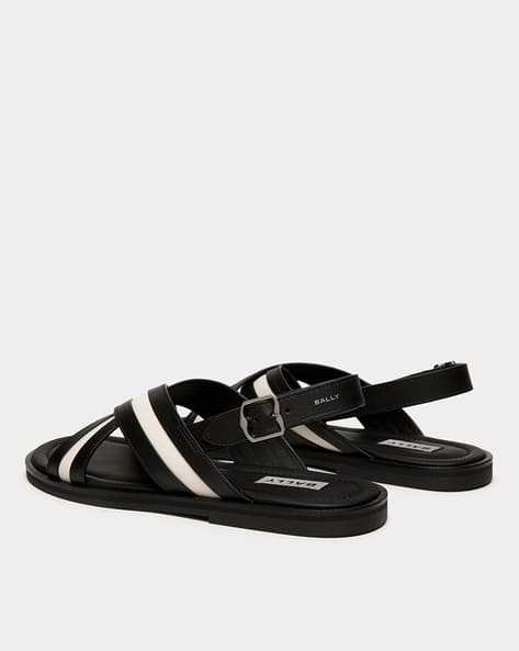 Buy Bally Garey CH Leather Sandals | Black & White Color Men