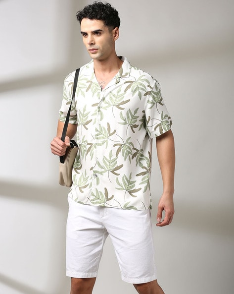 Men Tropical Print Regular Fit Resort Shirt