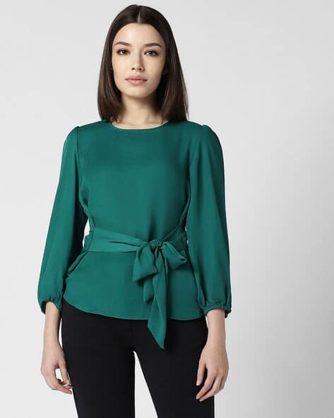 VAN HEUSEN Women Regular Fit Top with Waist Tie-Up