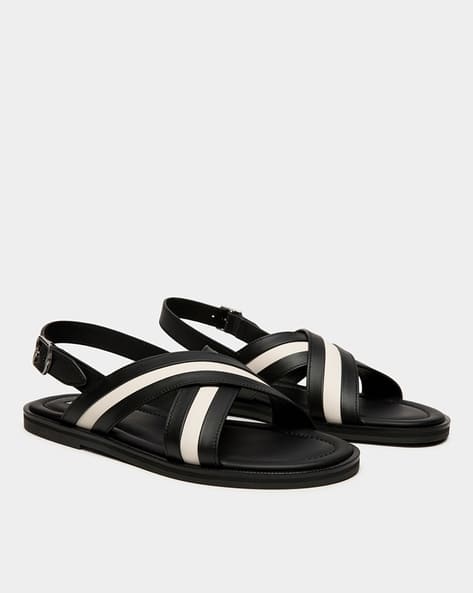Buy Bally Garey CH Leather Sandals | Black & White Color Men