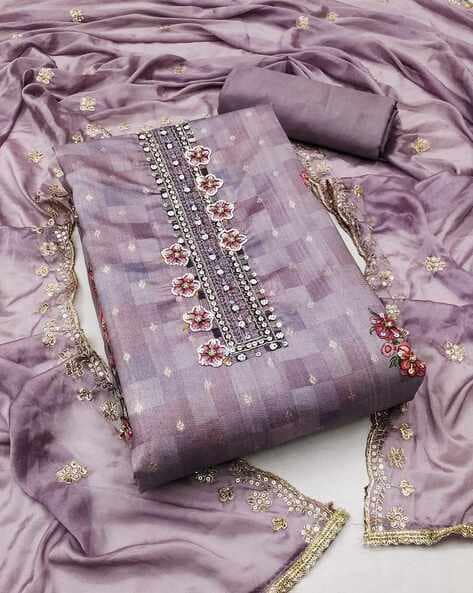 Women Embroidered 3-Piece Dress Material Price in India