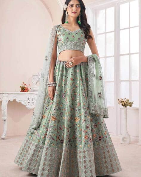 Women Embellished Flared Lehenga Choli with Dupatta