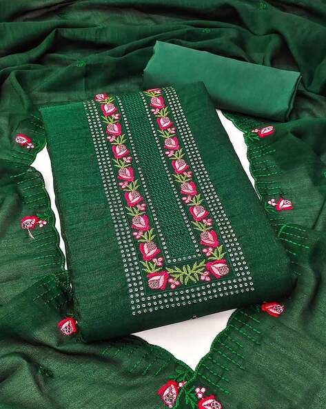 Women Embroidered Unstitched Dress Material Price in India