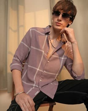 cahoot Men Checked Regular Fit Shirt with Collar Neck-picture-20