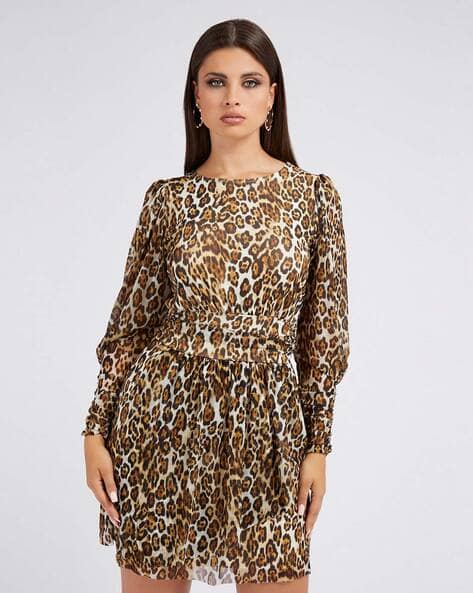 knee length dresses for ladies Guess Factory Wrenley Printed Knit Dress