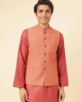 fabindia Men Slim Fit Mandarin-Collar Nehru Jacket-picture-42