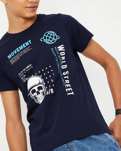 Buy Navy blue Tshirts for Boys by MAX Online