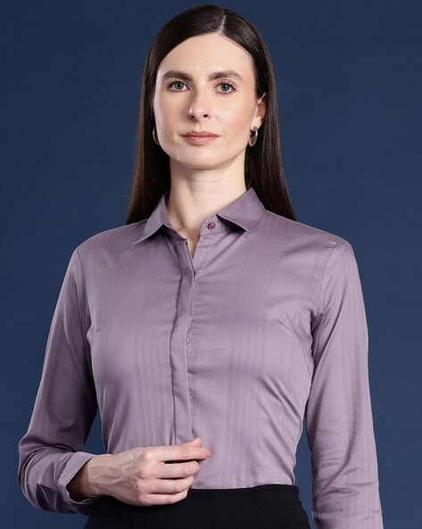 Hancock Women Self-Design Regular Fit Shirt