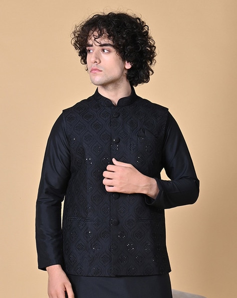 Men Embroidered Regular Fit Kurta Churidar Set