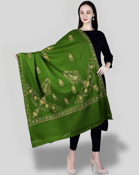 Women Embroidered Shawl with Frayed Hem Price in India