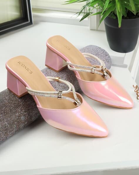 Women Embellished Mule Chunky Heeled Sandals