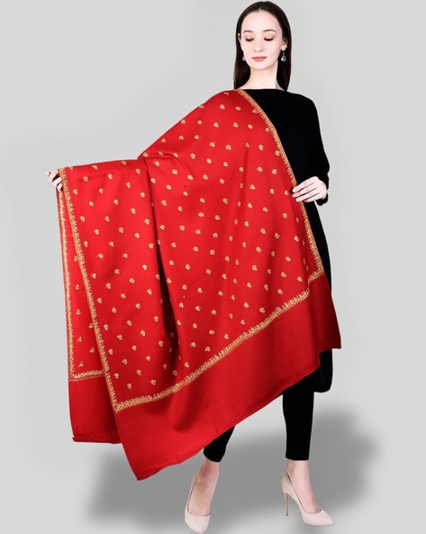 Women Embroidered Shawl with Contrast Border Price in India