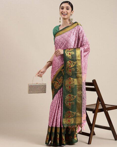 PANZORA Women Woven Soft Cotton Silk Saree
