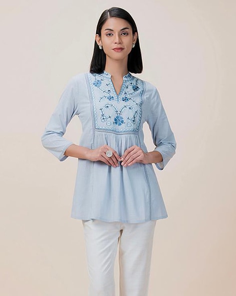 Women Embroidered Flared Kurti