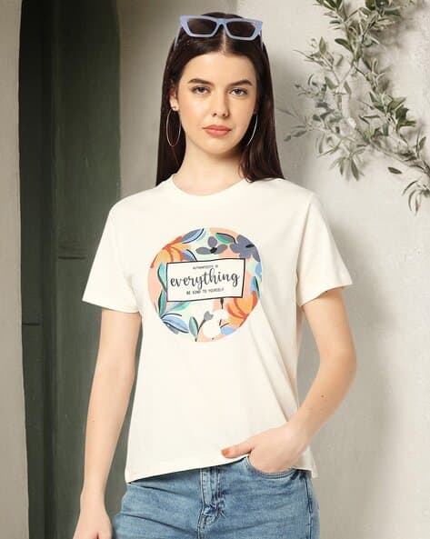 Women Graphic Print Crew-Neck T-Shirt