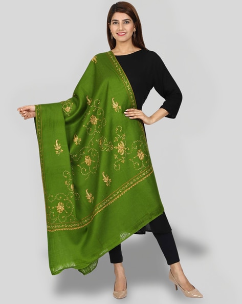 Women Embroidered Shawl with Frayed Hem Price in India