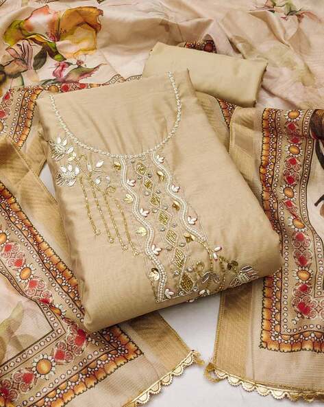 Women Embellished Unstitched Dress Material Price in India