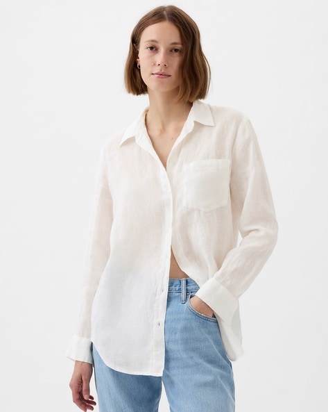 Gap Women Boyfriend Fit Linen Shirt